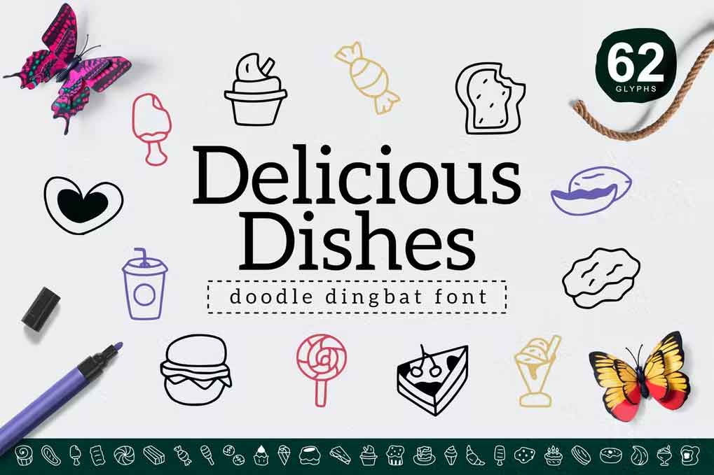 Delicious Dishes Dingbat Font