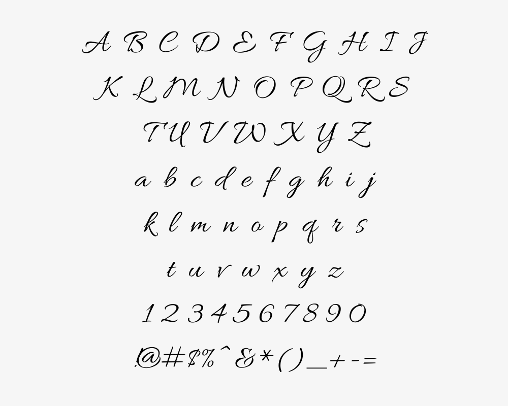 Allura Font Character Preview