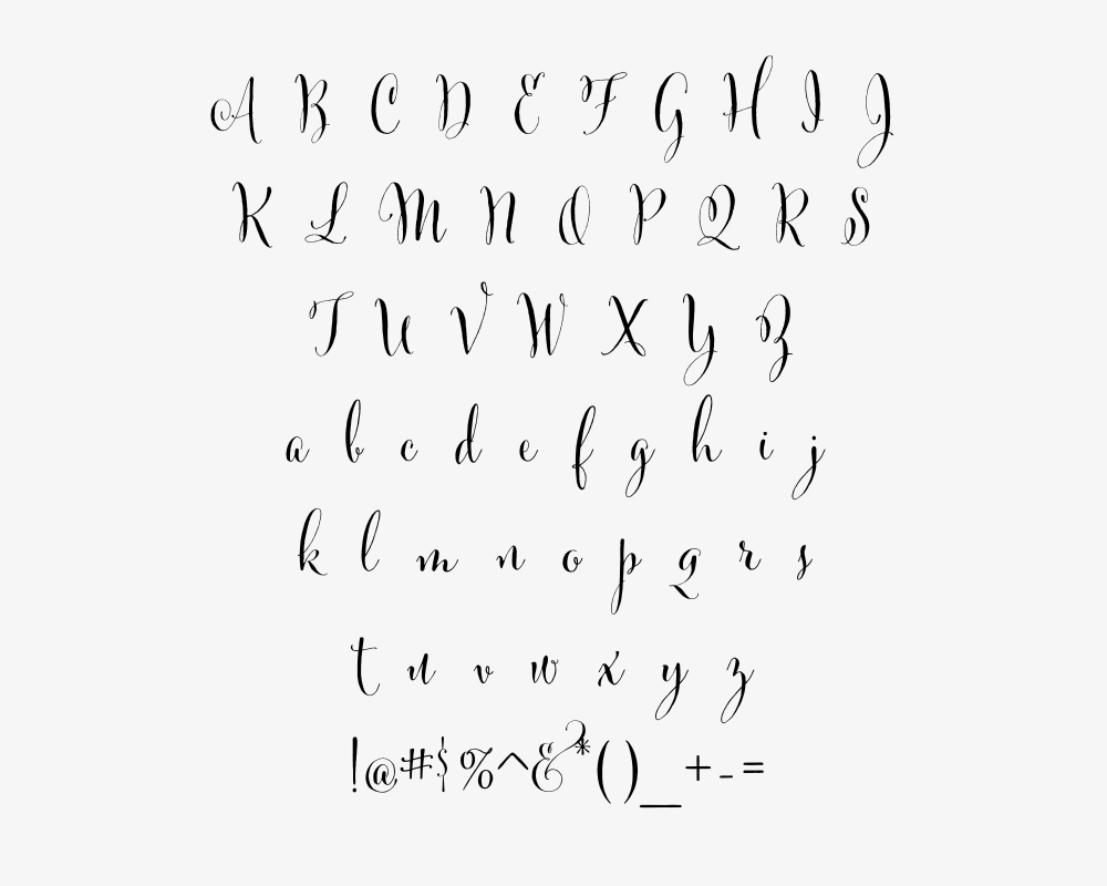 Cantoni Font character Preview